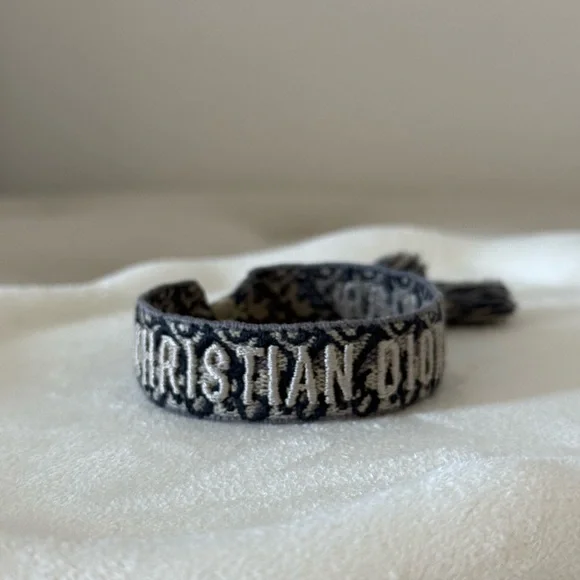 Dior Blue and Gray Bracelet - Navy Blue Dior Oblique Cotton - Picture 2 of 4